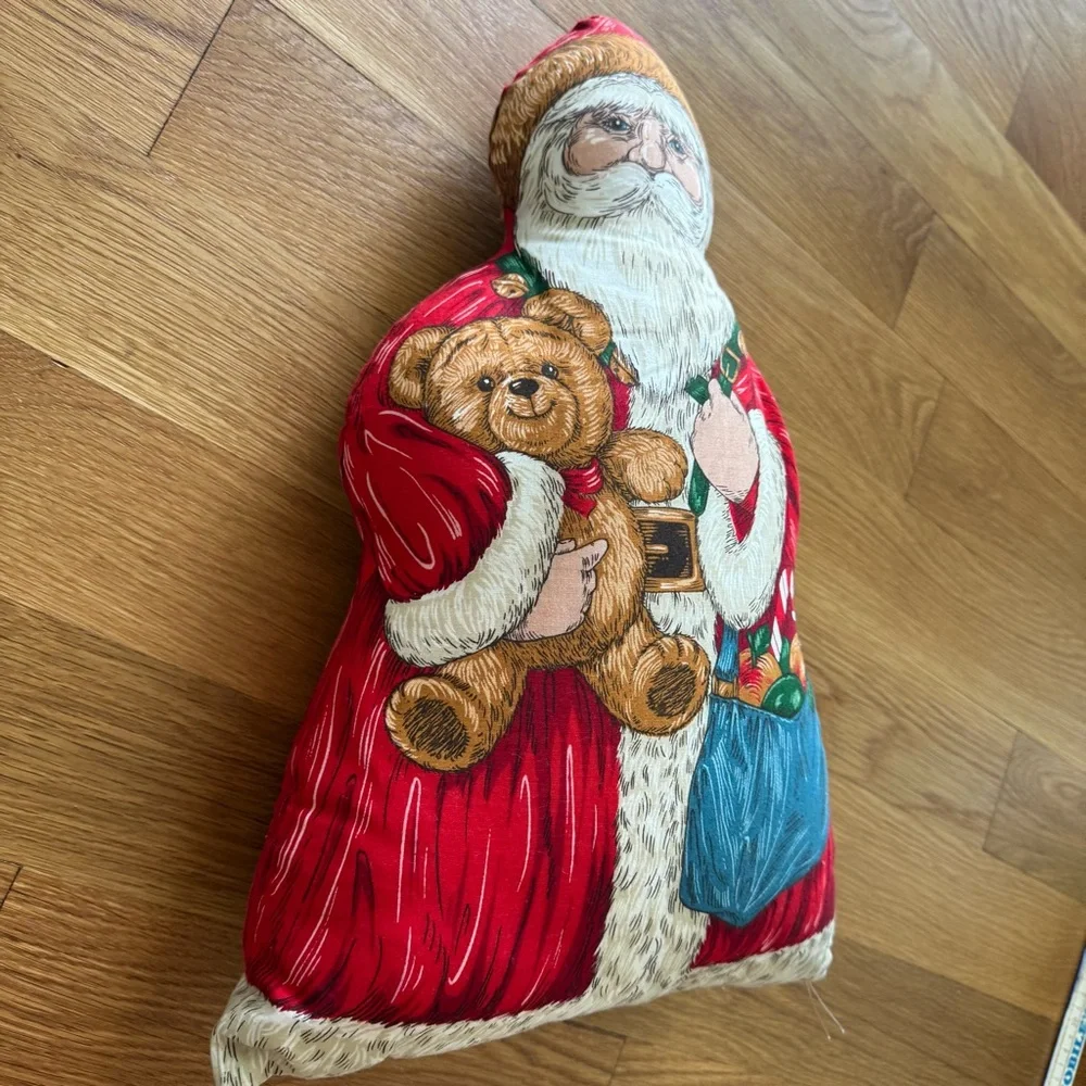 Vintage Stuffed Fabric Santa Father Christmas St Nicholas Old Fashioned pillow